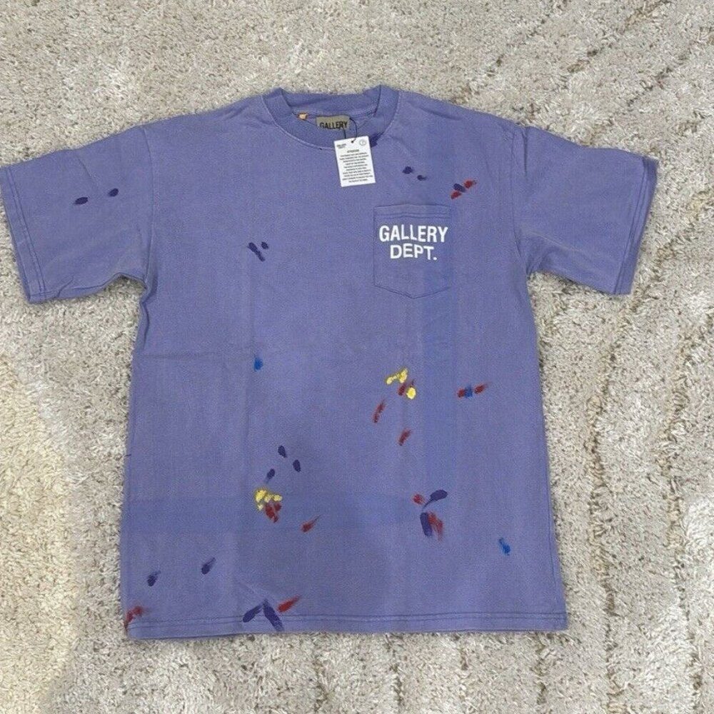 Gallery Dept Pocket Logo Purple Painted T-Shirt For Men Size Large